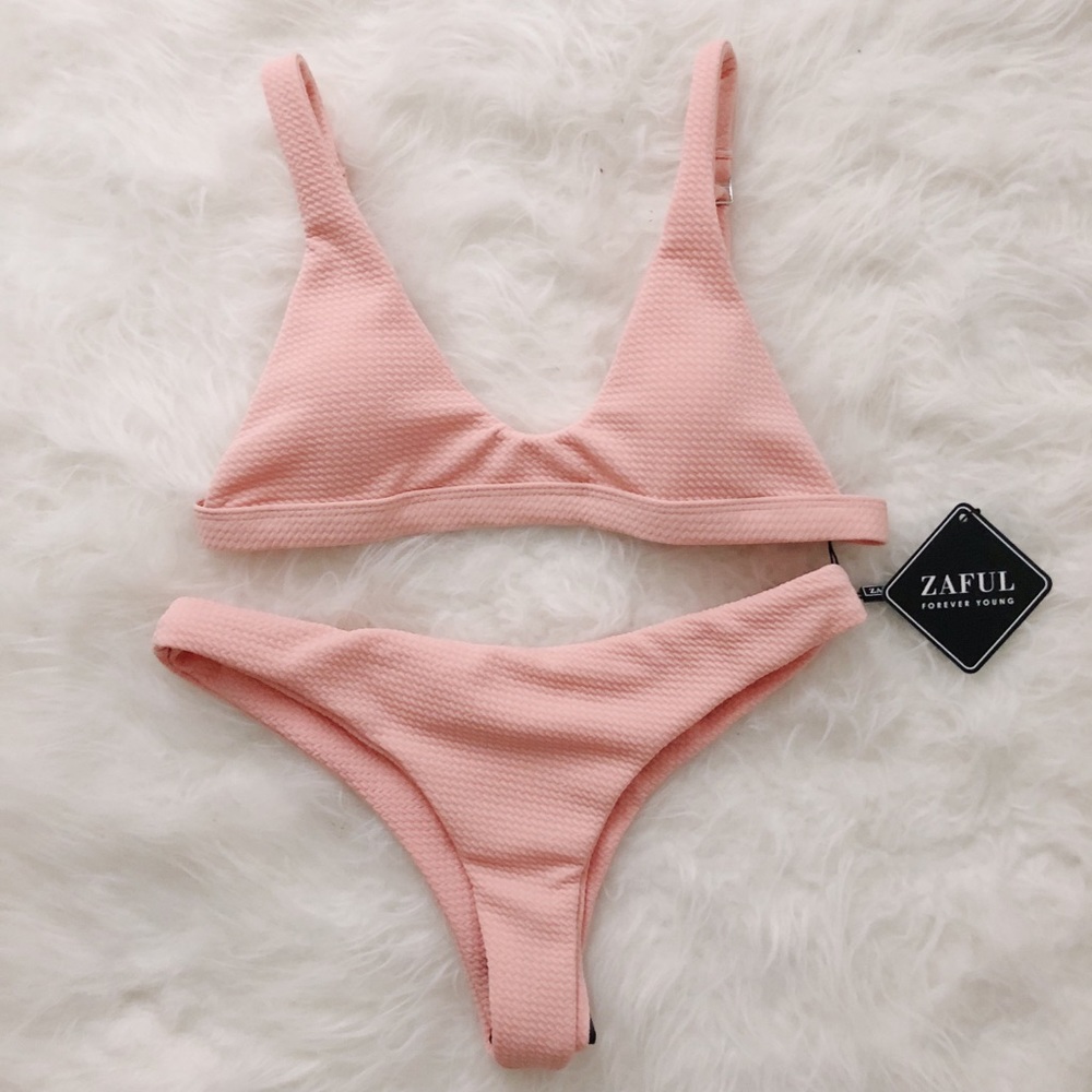 low waisted padded scoop bikini set
